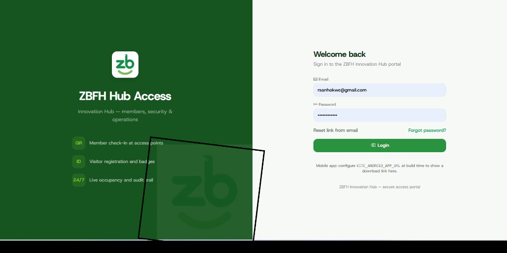 ZB Hub Access enterprise login portal