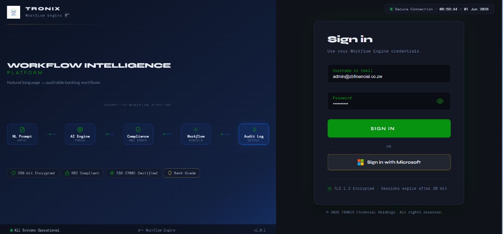 ZB Workflow Intelligence Platform login